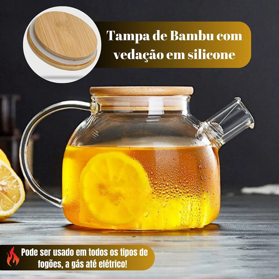 Miniatura: Chaleira de Vidro com Tampa de Bambú 1 litro Cosy