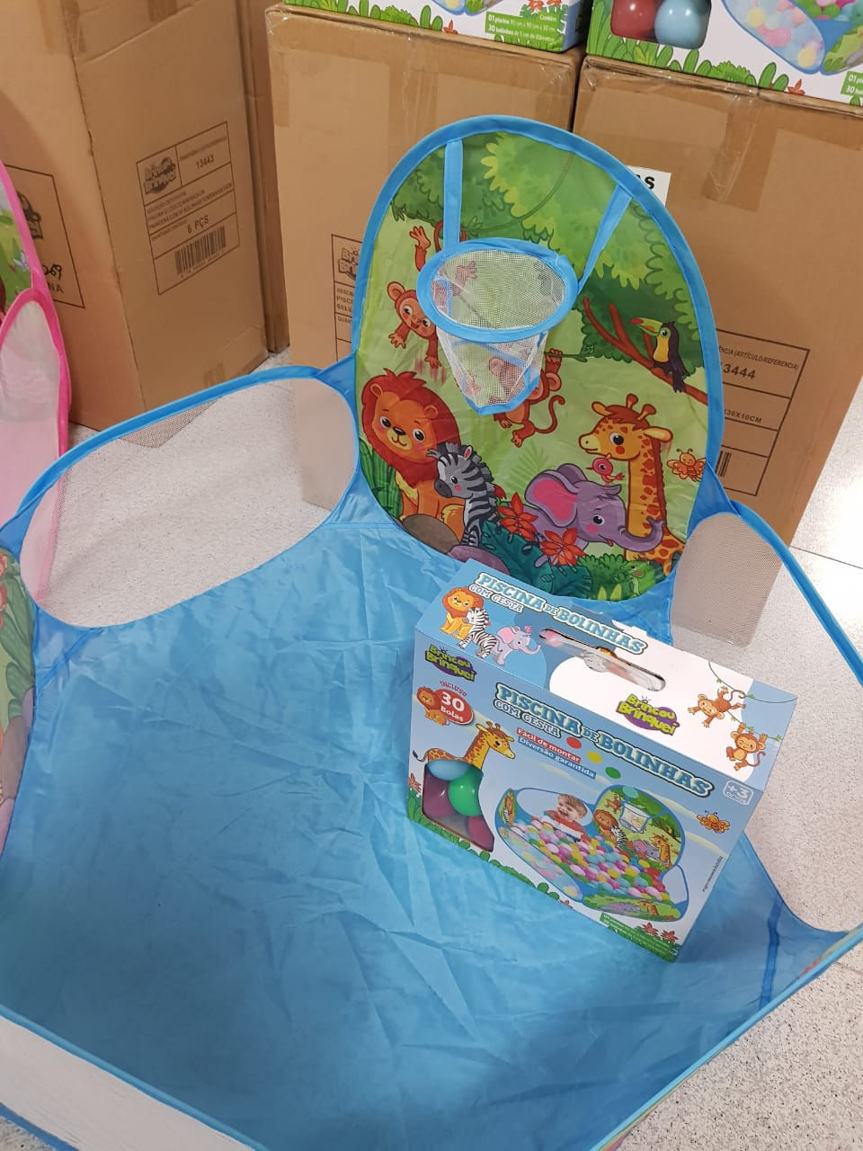 Miniatura: Piscina de Bolinhas com Cesta Azul e Rosa