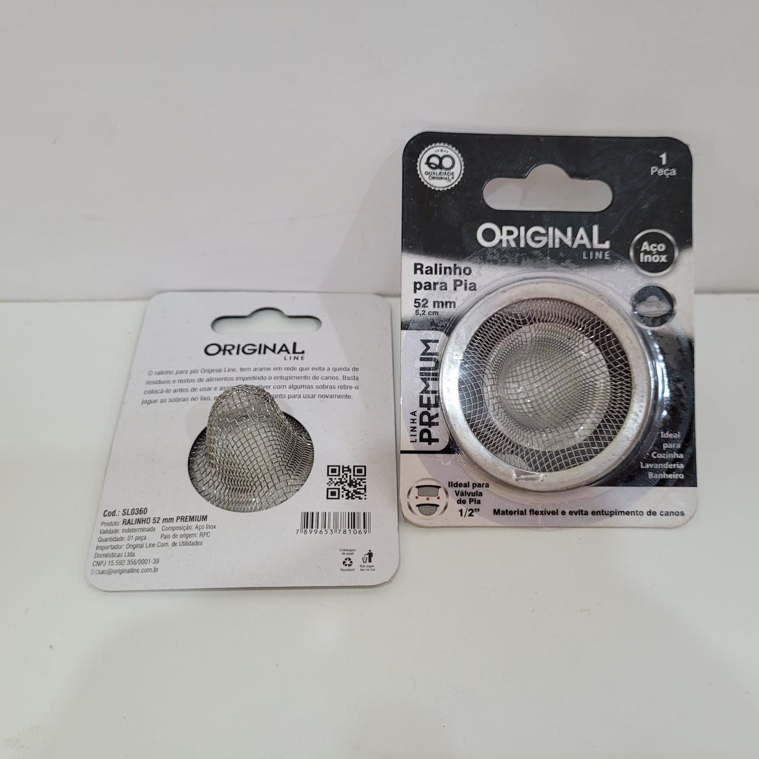 Ralo de Pia 52mm Aço Inox Original Line