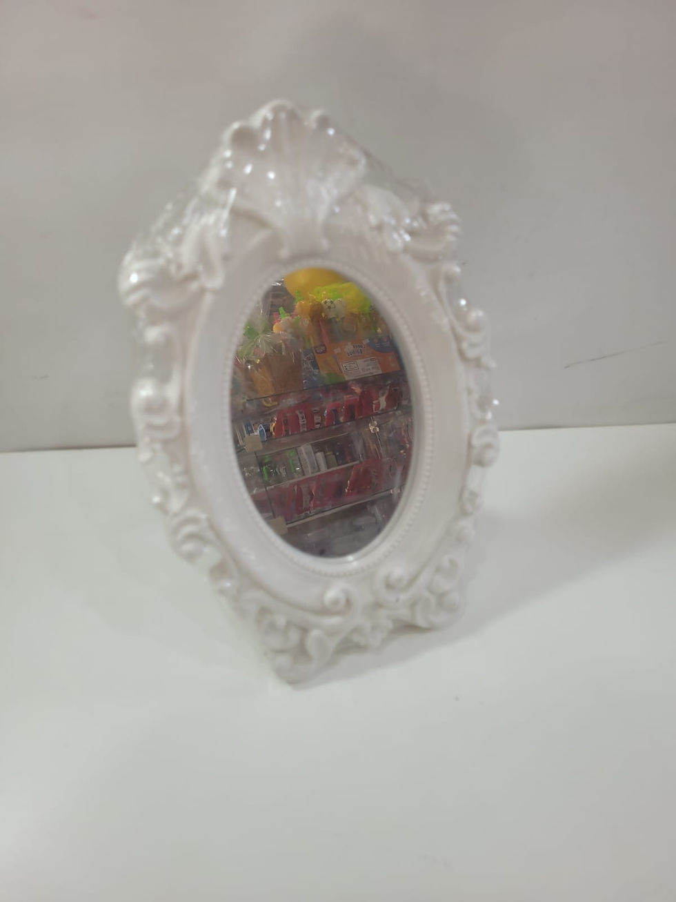 Miniatura: Espelho Plástico Oval de Mesa 25cm X 16cm