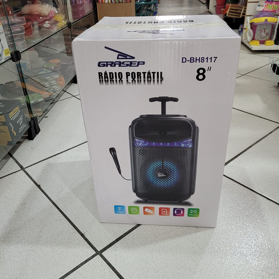 Miniatura: Caixa de Som 30w Grande 40cm Recarregável Bluetooth Microfone D-BH8117 Grasep