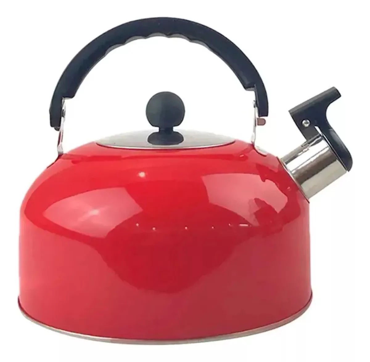 Chaleira Aço Inox Com Apito Esmaltada Vermelha 2 Litros