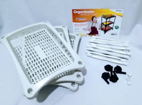Miniatura: Fruteira  Cesto Triplo Branca Organizador Vertical Triplo