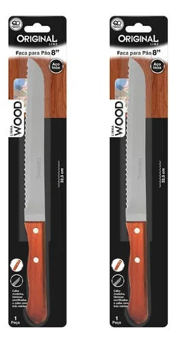 Miniatura: Faca de Pão Aço Inox 8 Polegadas Linha Wood Original