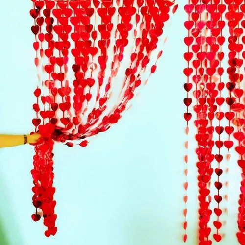 Miniatura: Cortina Metalizada Coração Vermelho 1m X 2m
