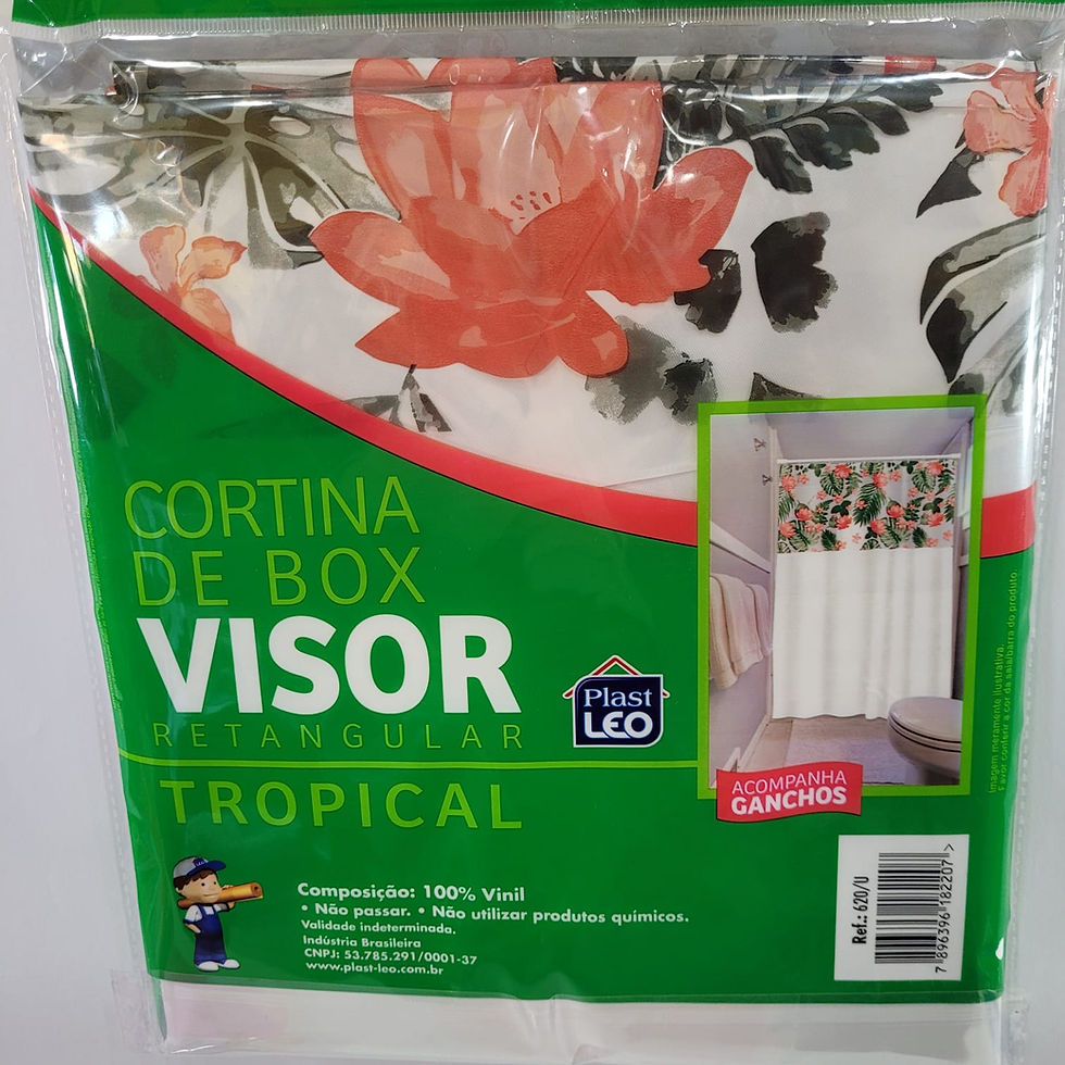Miniatura: Cortina para Box de Banheiro com Visor mede: 135x200cm acompanha ganchos