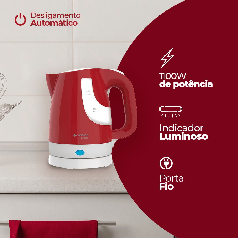 Chaleira Elétrica Petite 900ml 200W Cadence
