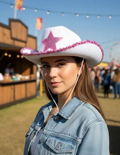 Miniatura: Chapéu Cowgirl Branco Curvado Stars