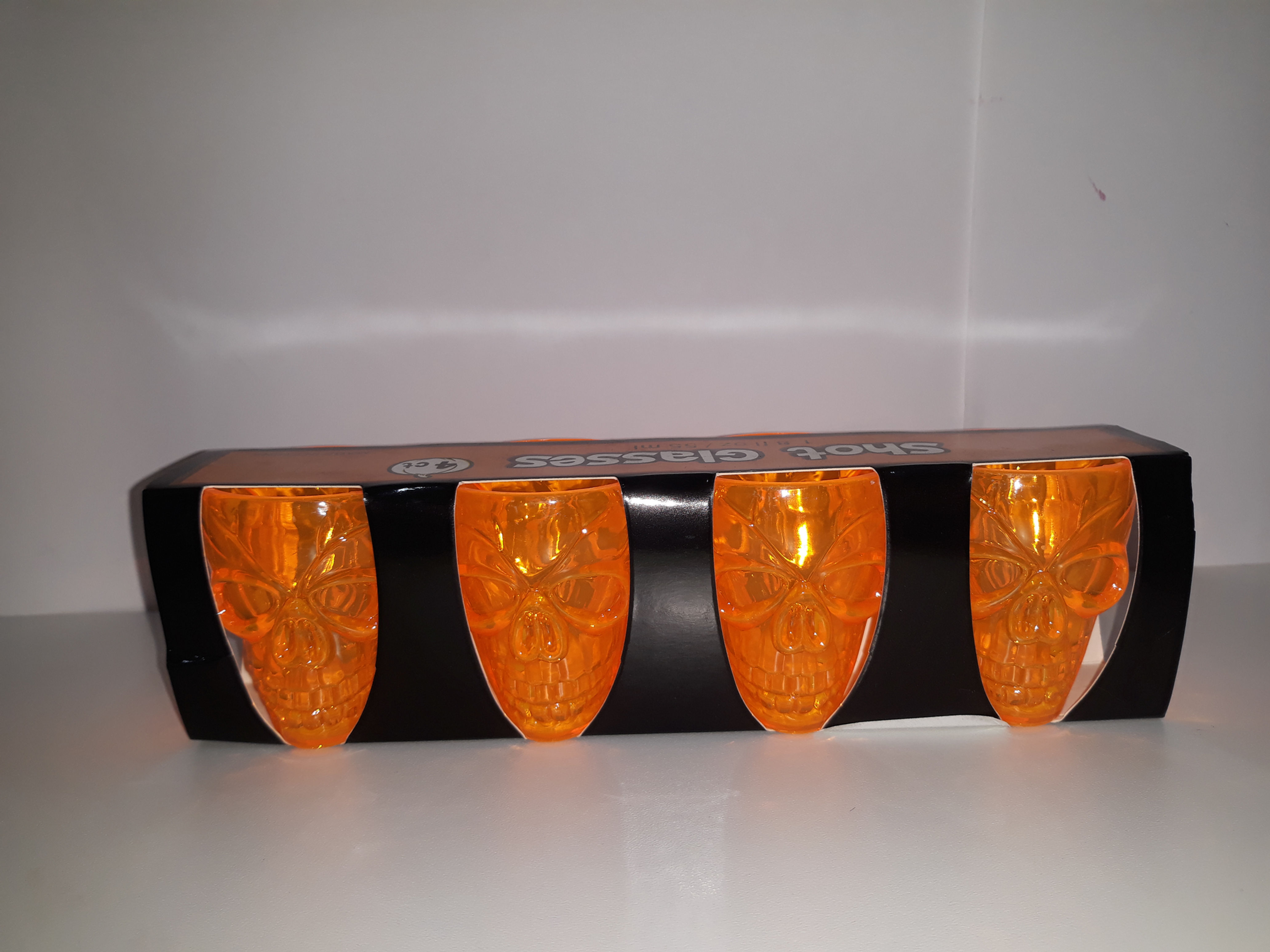 Mini Copos Transparentes Acrílico Caveira com 4 peças