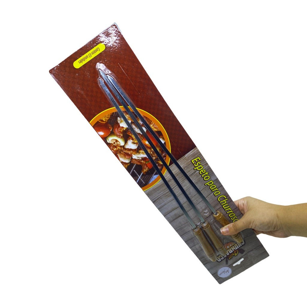 Kit Churrasco com 3 Espetos 41cm Art House