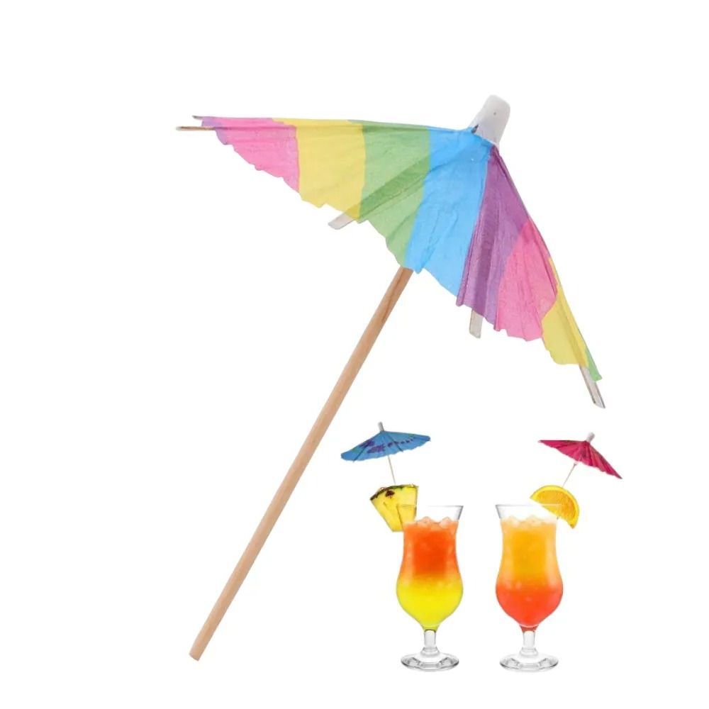 Palito Guarda Chuva Arco Íris 10cm com 12 unidades