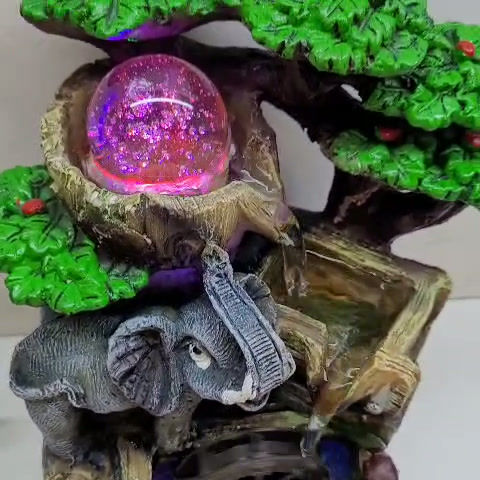 Miniatura: Fonte de Água Elefante e Árvores  17X15X26cm