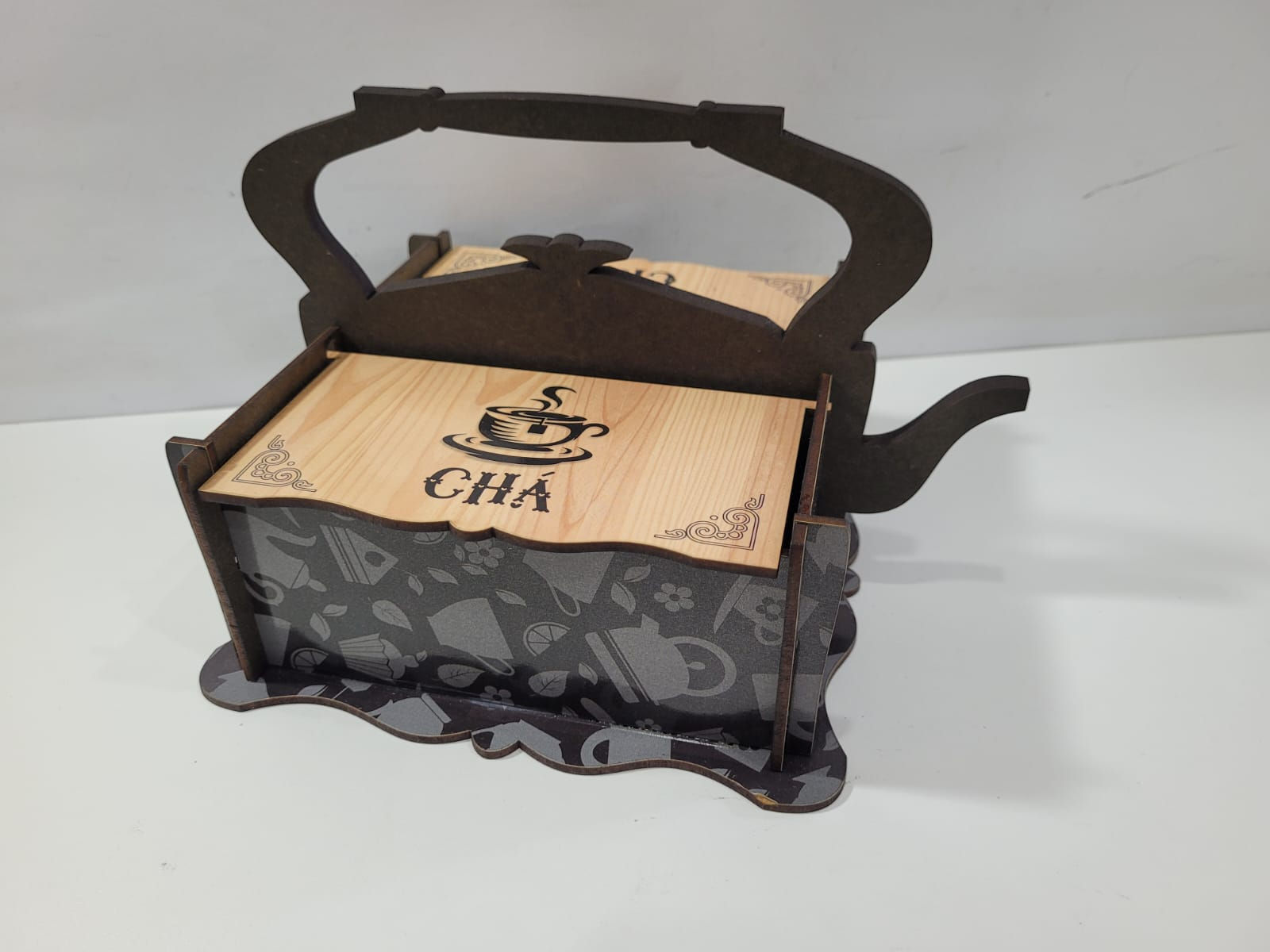 Porta Chá Chaleira MDF Decorativo