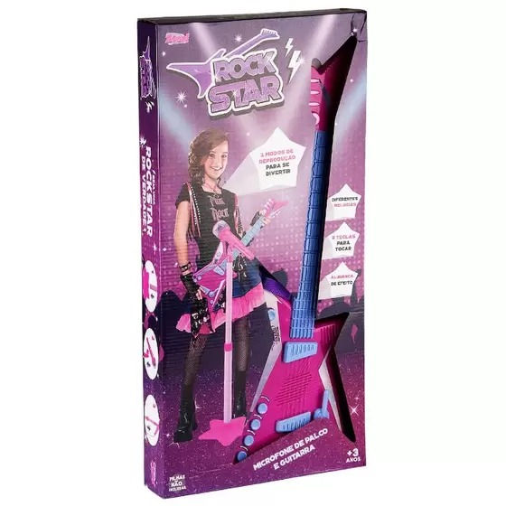 Miniatura: Guitarra Musical Infantil com Microfone Rock Star Rosa Zoop Toys