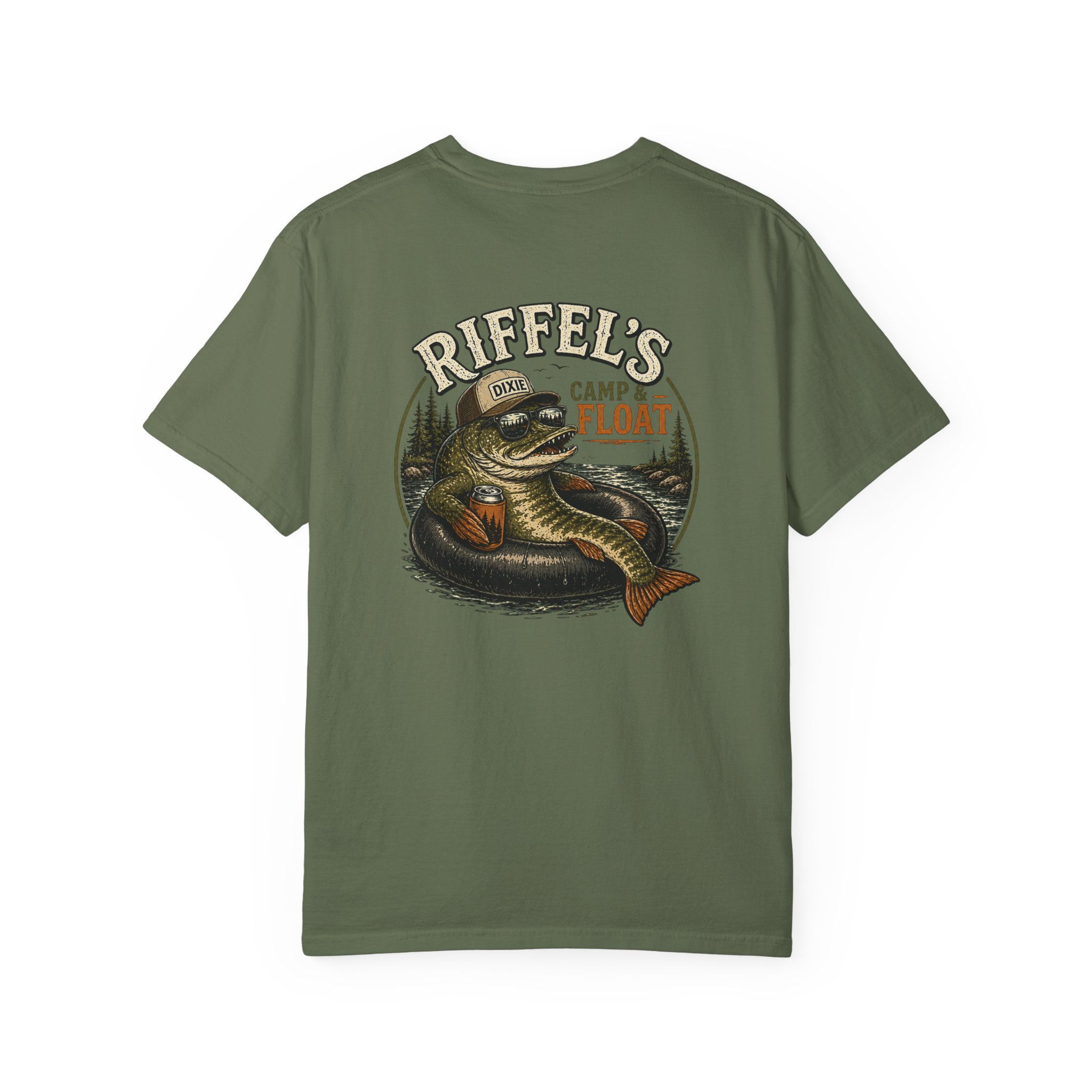 Fishing T-Shirt — "Riffel's Camp & Float" Bass Graphic Tee