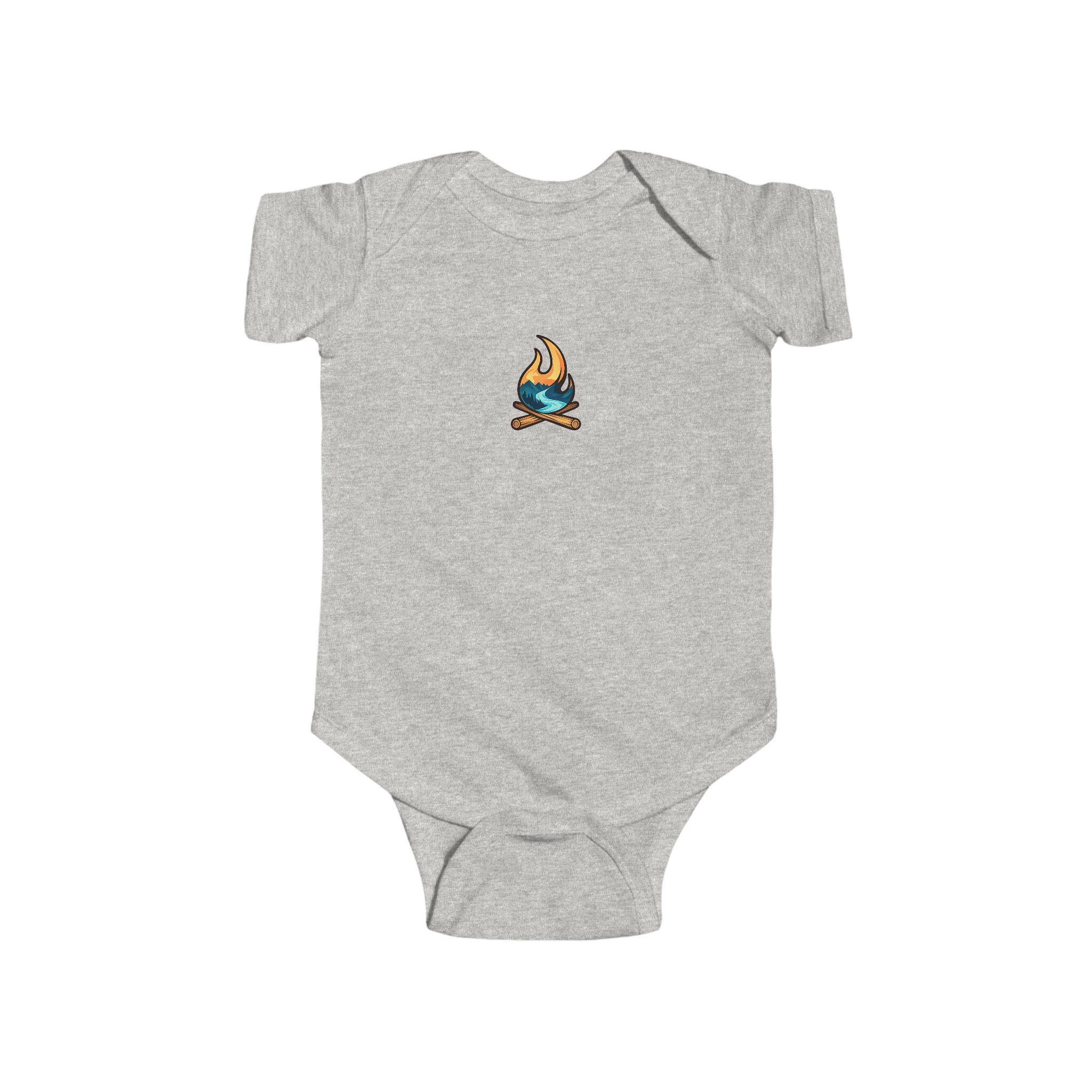 Infant Bodysuit with Campfire Graphic – 'S'mores, Camp & Stars' Baby Onesie