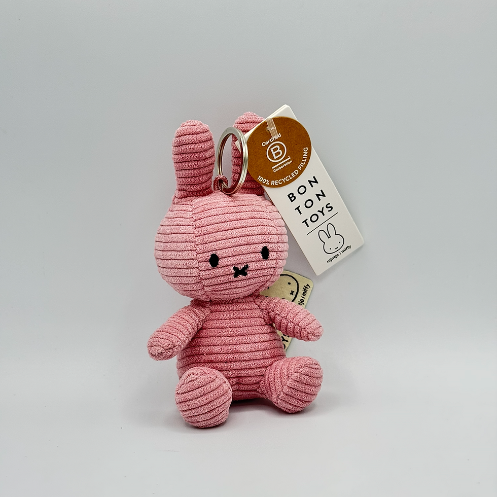 Thumbnail: Miffy Corduroy Keychain — Gray, White, Pink & Orange