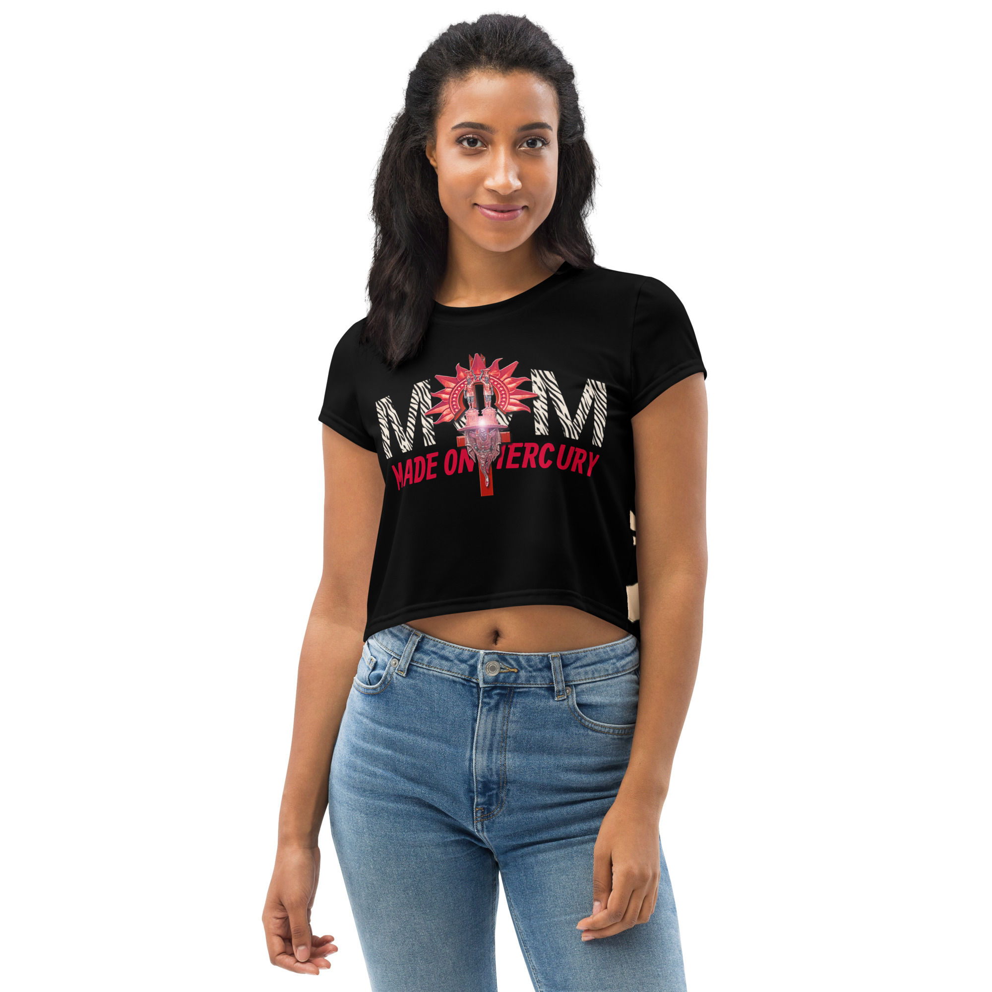 MOM Black Crop T-Shirt