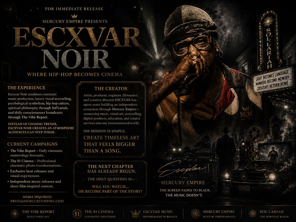 FOR IMMEDIATE RELEASE
MERCURY EMPIRE PRESENTS
ESCXVAR NOIR