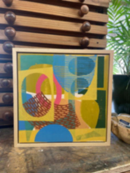 Mono and Lino Print on Wood