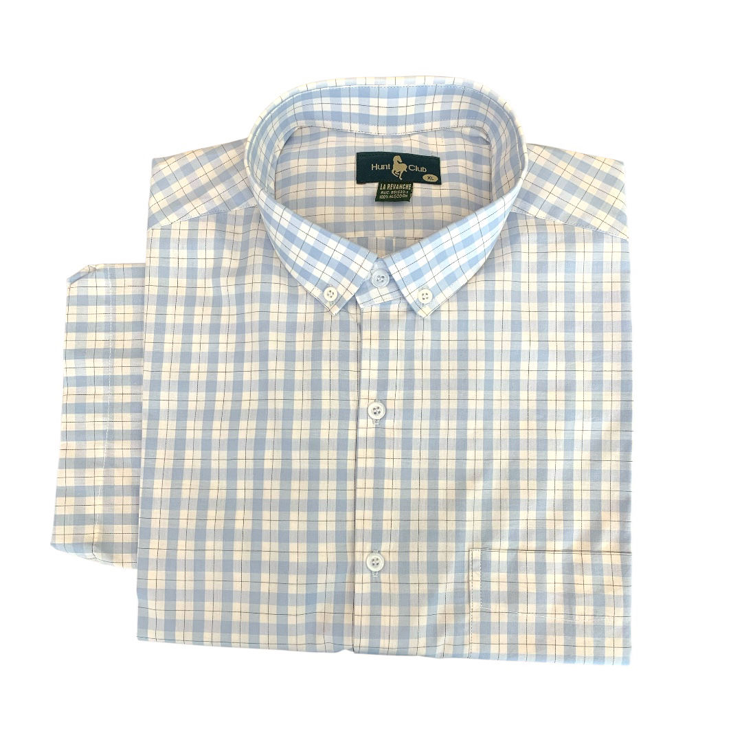 Camisa cuadros blancos y celeste 