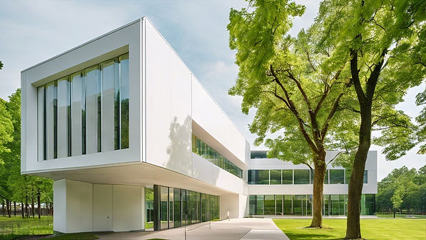 WHITE MODERN RESEARCH AND DEVELOPMENT BUILDING WITH GREEN TREES.jpg