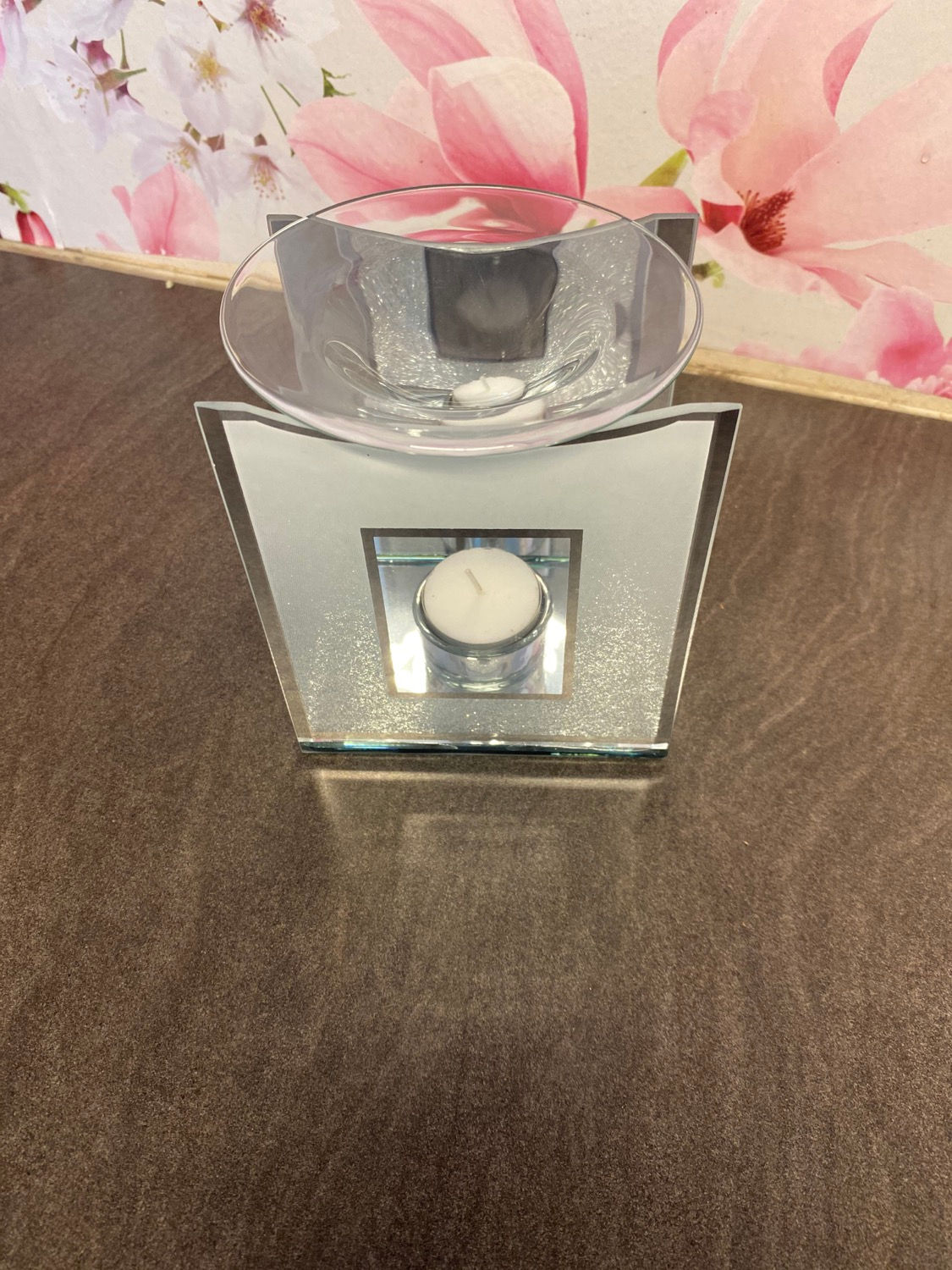 Silver glitter tea light burner