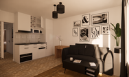 Salon et kitchenette