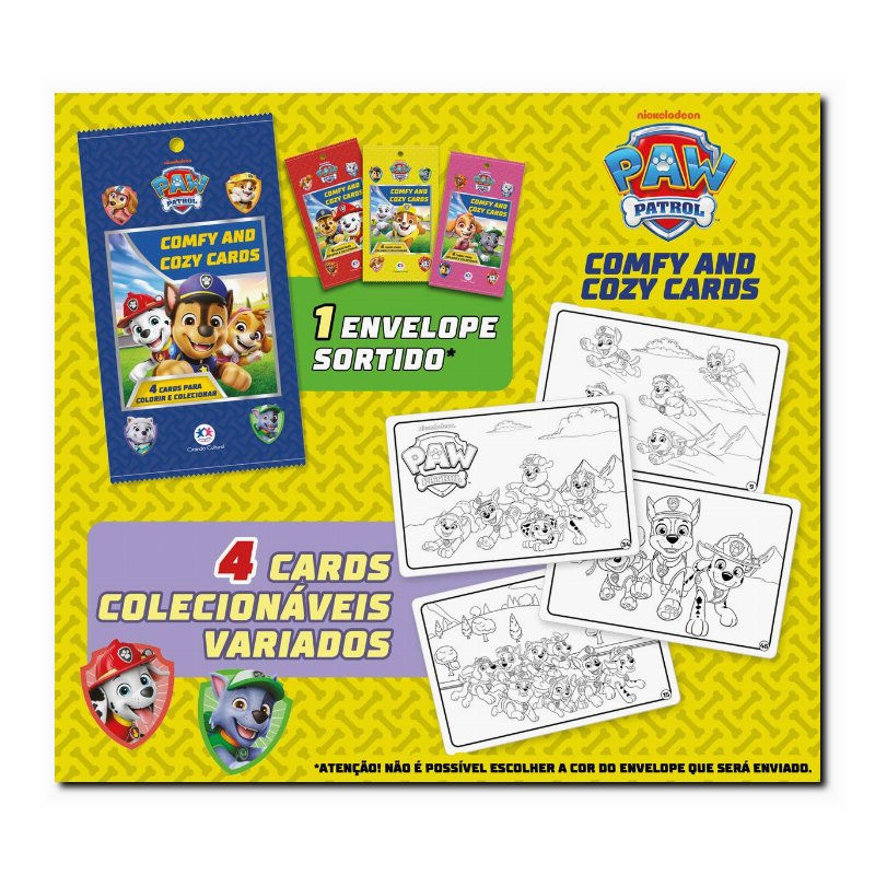 PATRULHA CANINA - COMFY AND 4 CARDS PARA COLORIR E COLECIONAR