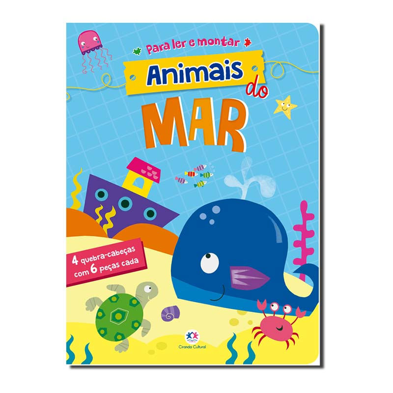 ANIMAIS DO MAR - 4 QUEBRA-CABEÇAS COM 6 PEÇAS CADA