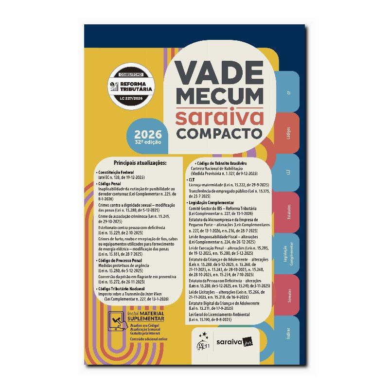 VADE MECUM SARAIVA COMPACTO - 32ª EDIÇÃO 2026