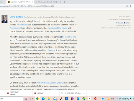 Lord Bates * / Lord Blackheath / Lord Carlile** / Lady Butler-Sloss - Modern Slavery Bill continued