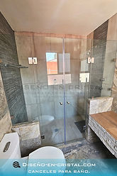 Cancel de cristal templado recto con puertas abatibles
