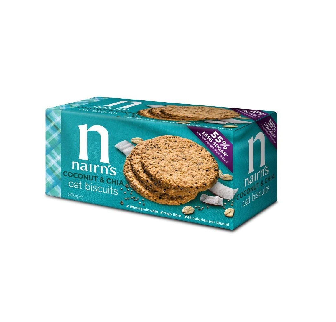 NAIRNS, COCONUT CHIA OAT BISCUITS 200G