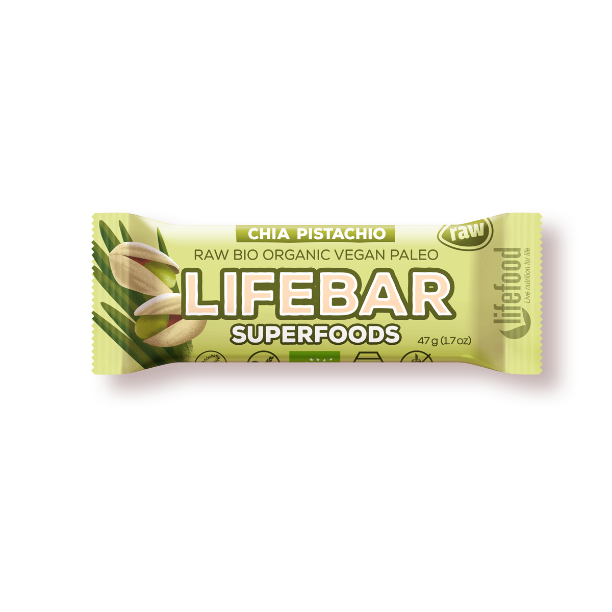 Lifebar, Chia Young Barley Pistachio Bar 47g Bio