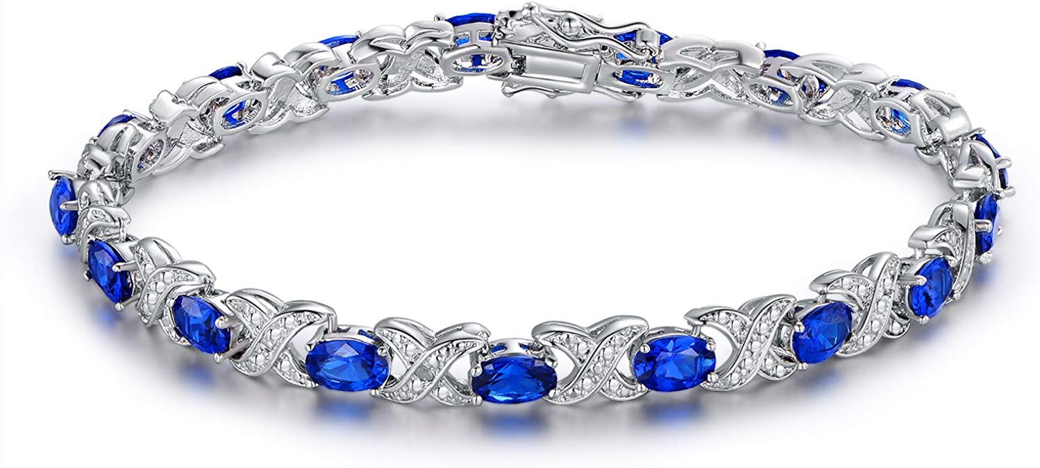 GEMSTONE AND DIAMOND TENNIS BRACELET