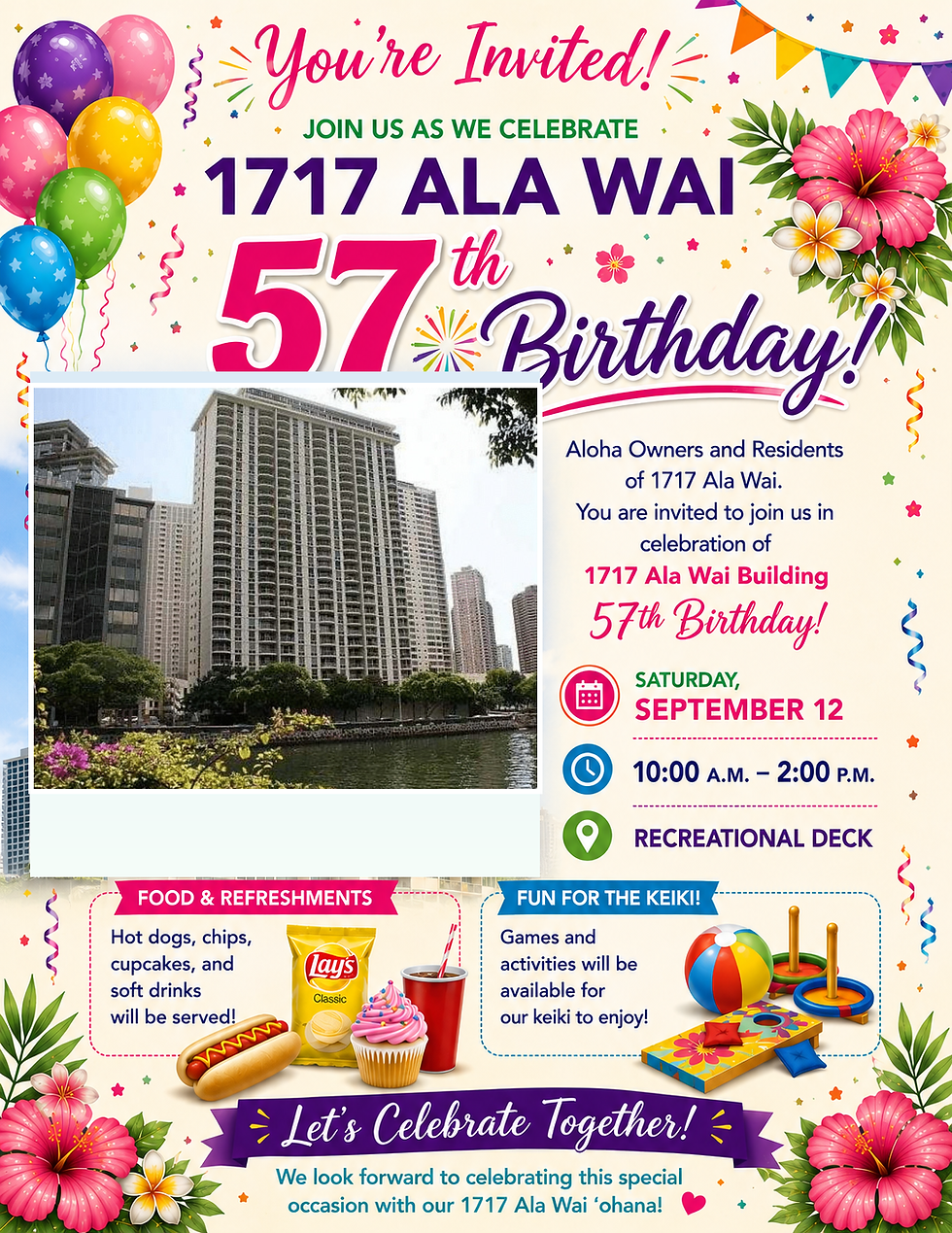 Seventeen Seventeen Ala Wai 57th Birthday Celebration