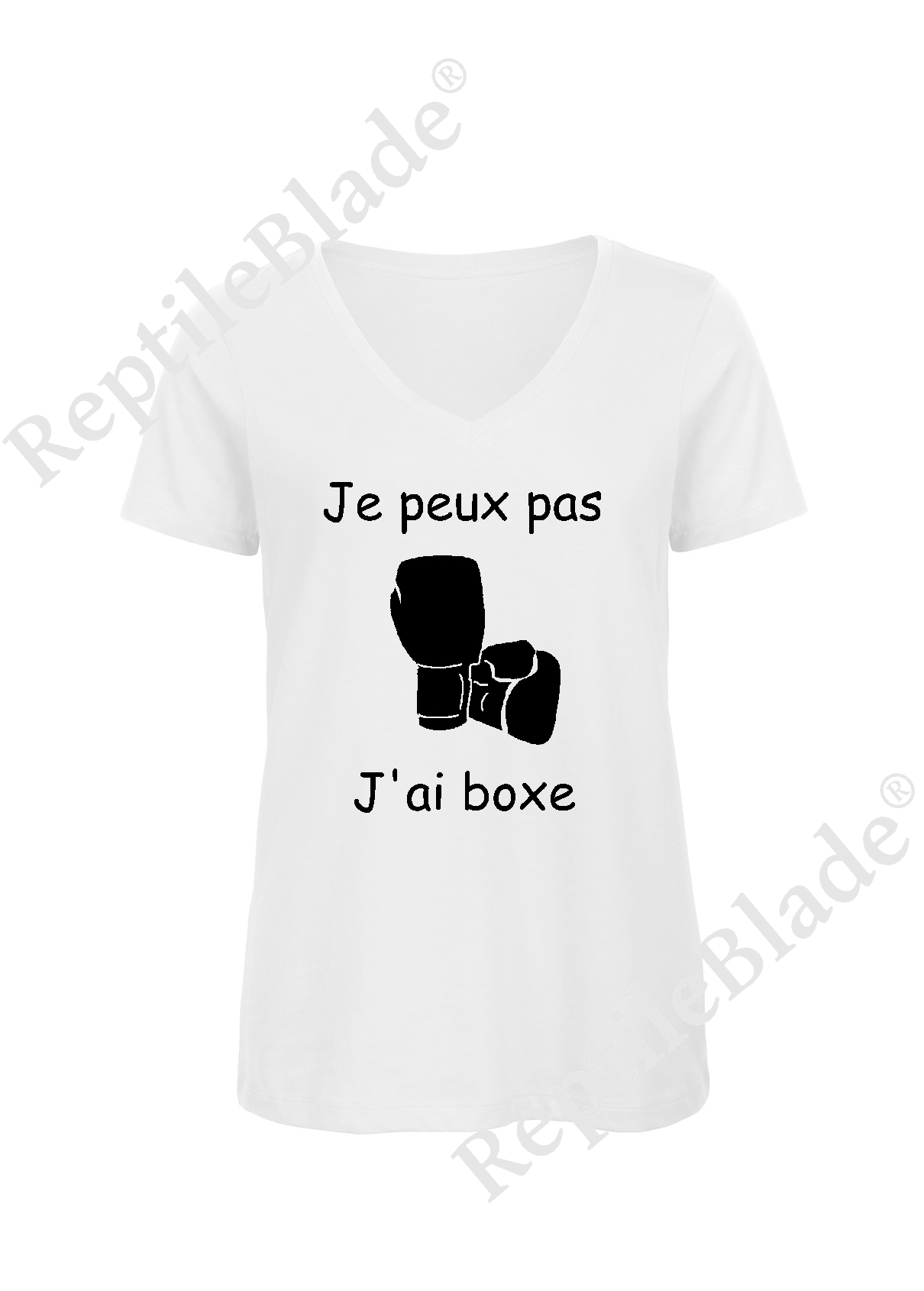 T-shirt femme col v "Je peux pas j'ai boxe"
