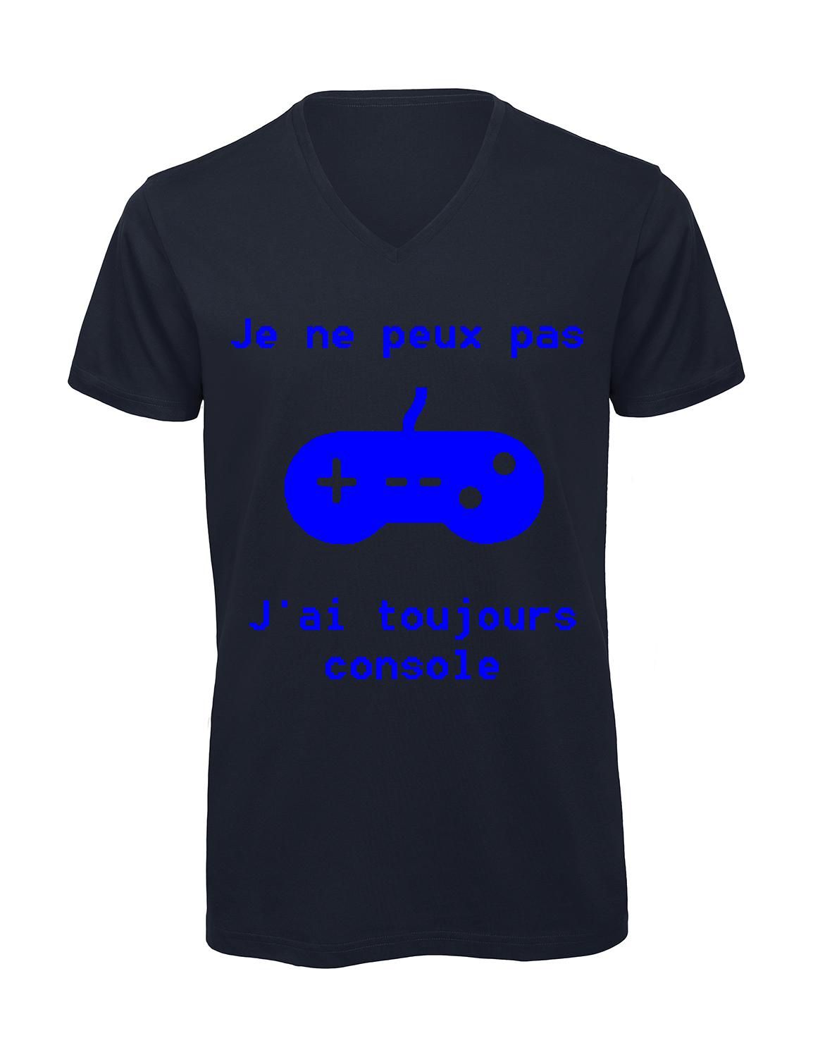 T-shirt homme col v "Je peux pas j'ai toujours console"