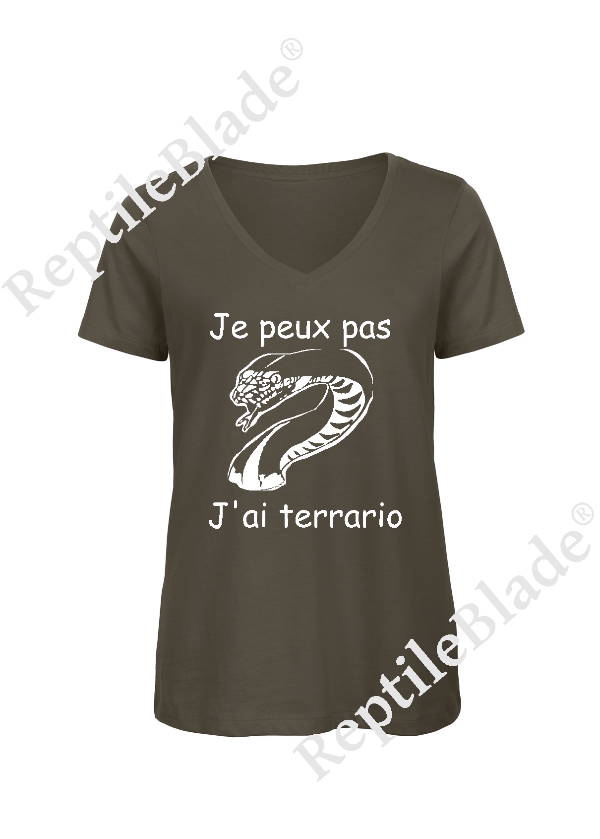 T-shirt femme col v "Je peux pas j'ai terrario"