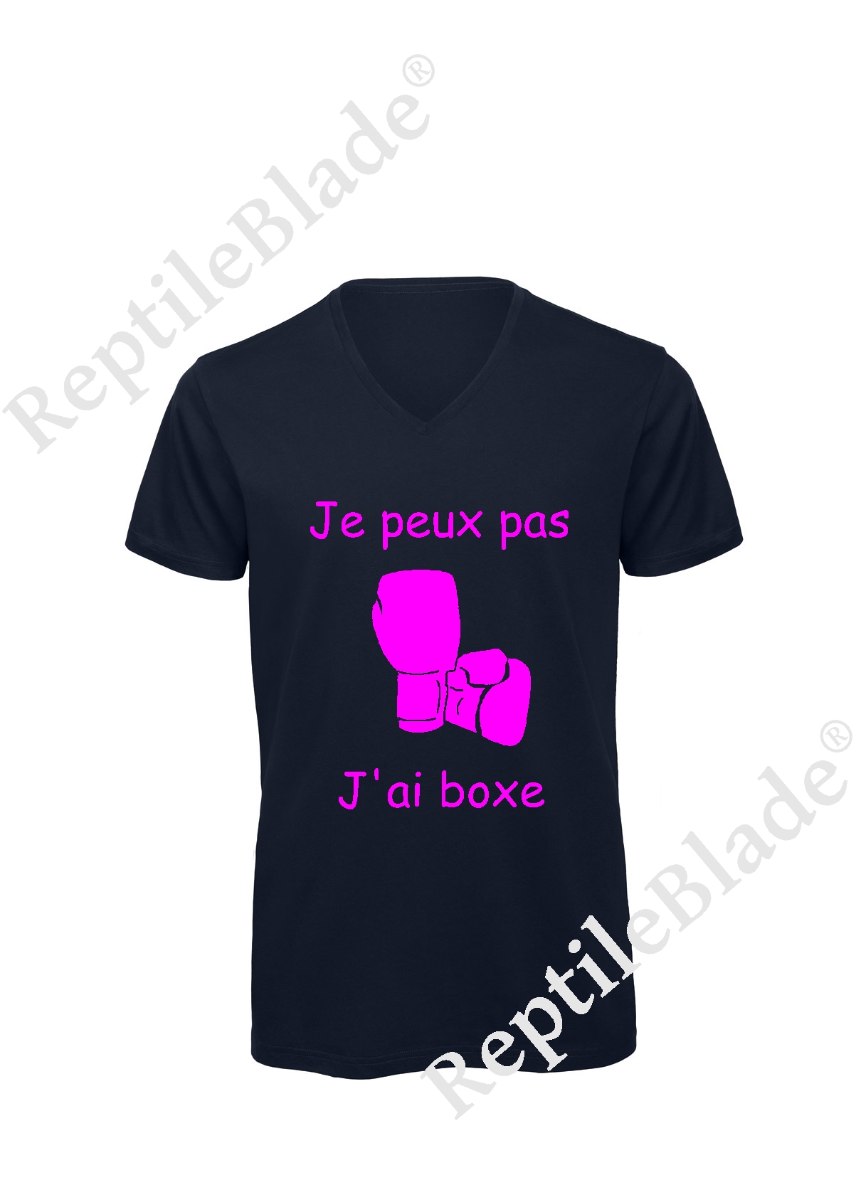 Miniature T-shirt homme col v "Je peux pas j'ai boxe"