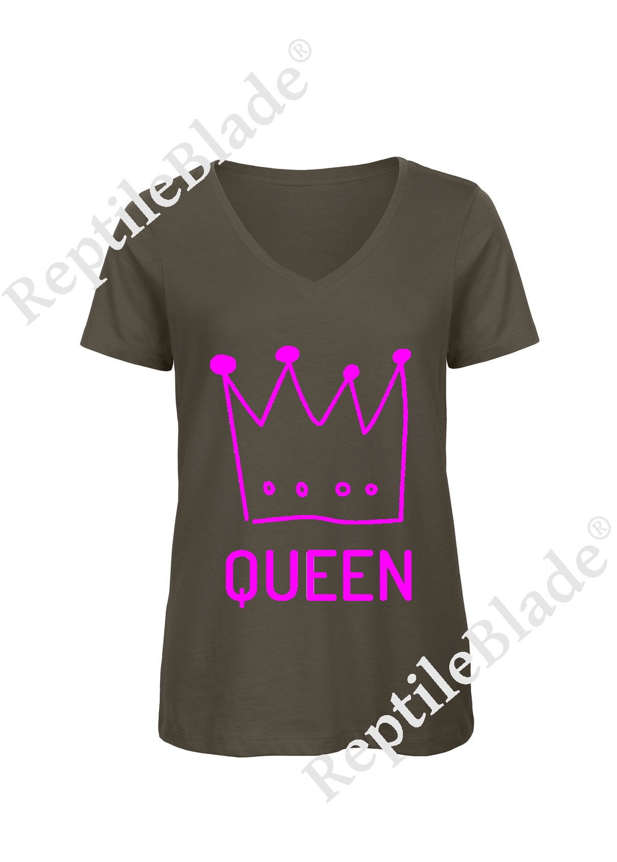 T-shirt femme col v "queen"