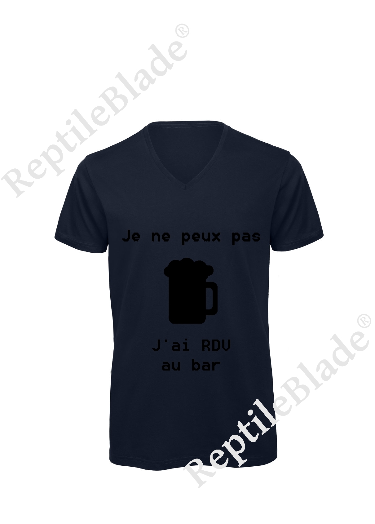 T-shirt homme col v "Je peux pas j'ai encore rdv au bar"