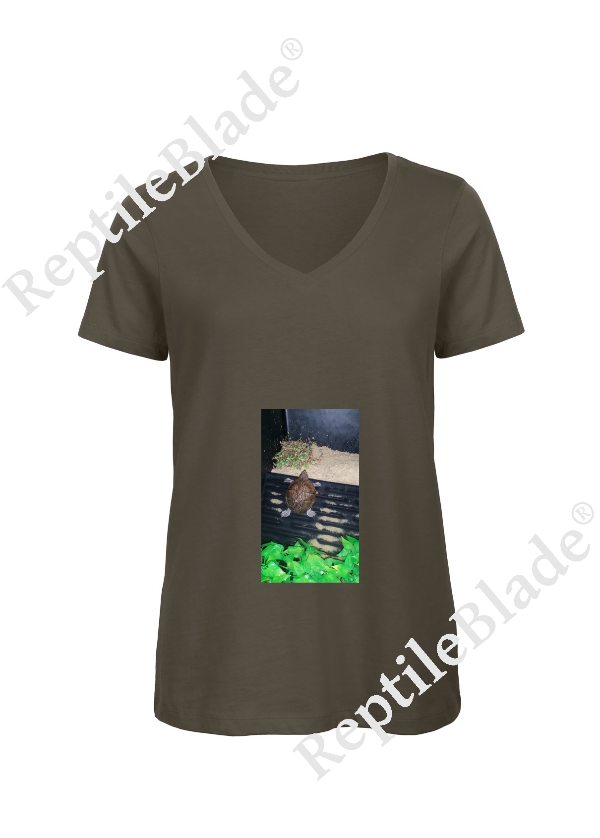 Miniature T-shirt femme col v "Lilo tortues"
