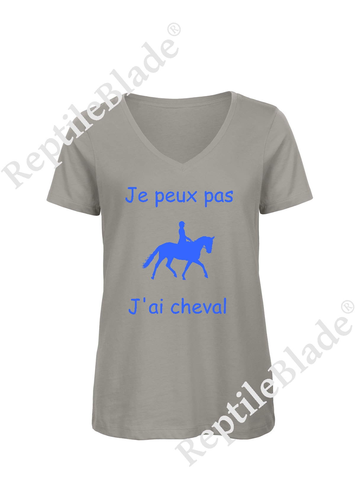 T-shirt femme col v "Je peux pas j'ai cheval"