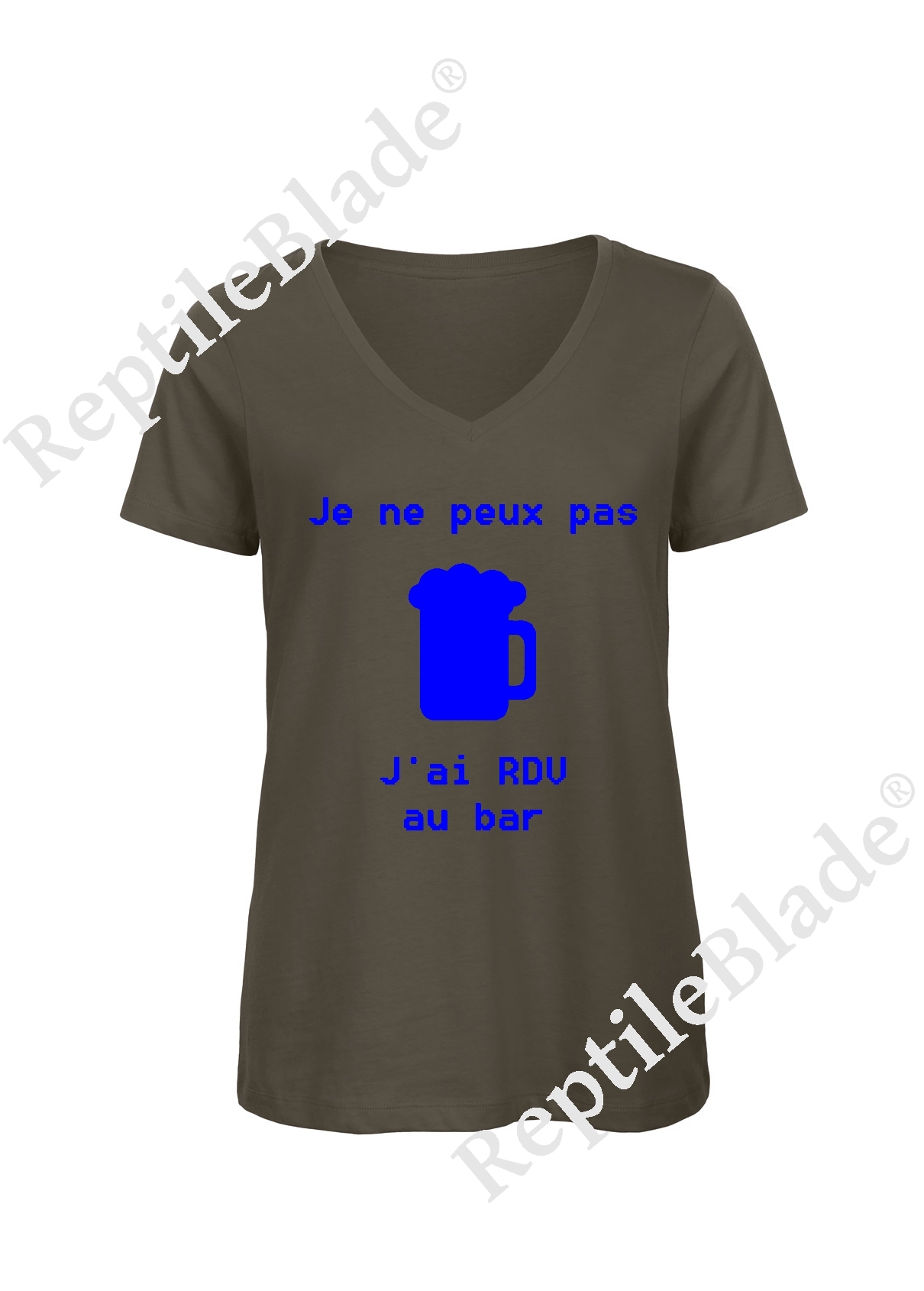 T-shirt femme col v "Je peux pas j'ai encore rdv au bar"