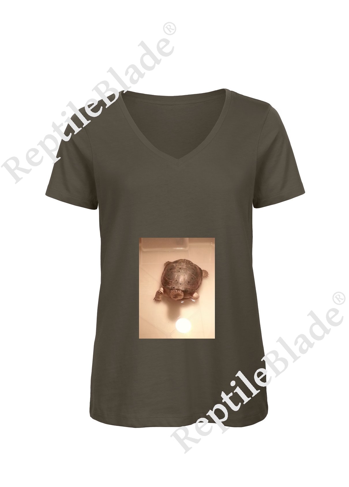 Miniature T-shirt femme col v "Lilo tortues"