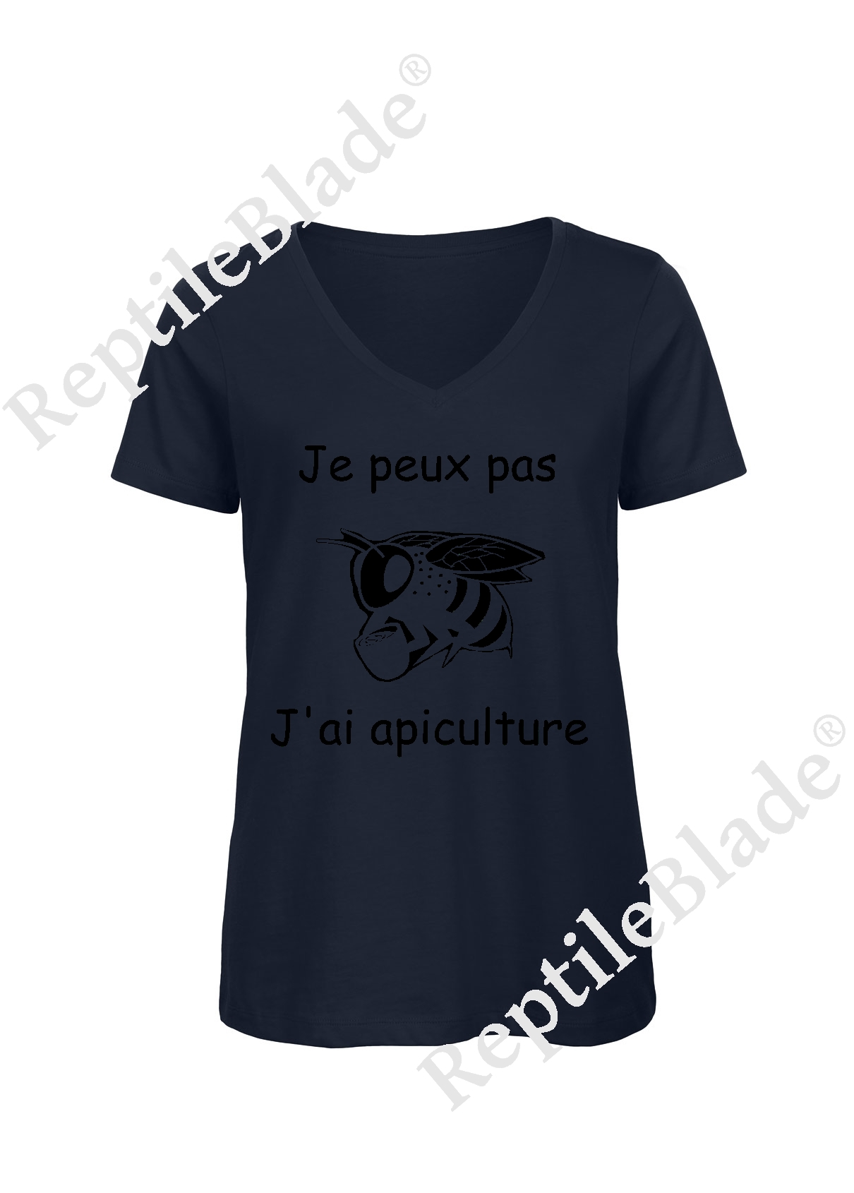 Miniature T-shirt femme col v "Je peux pas j'ai apiculture"