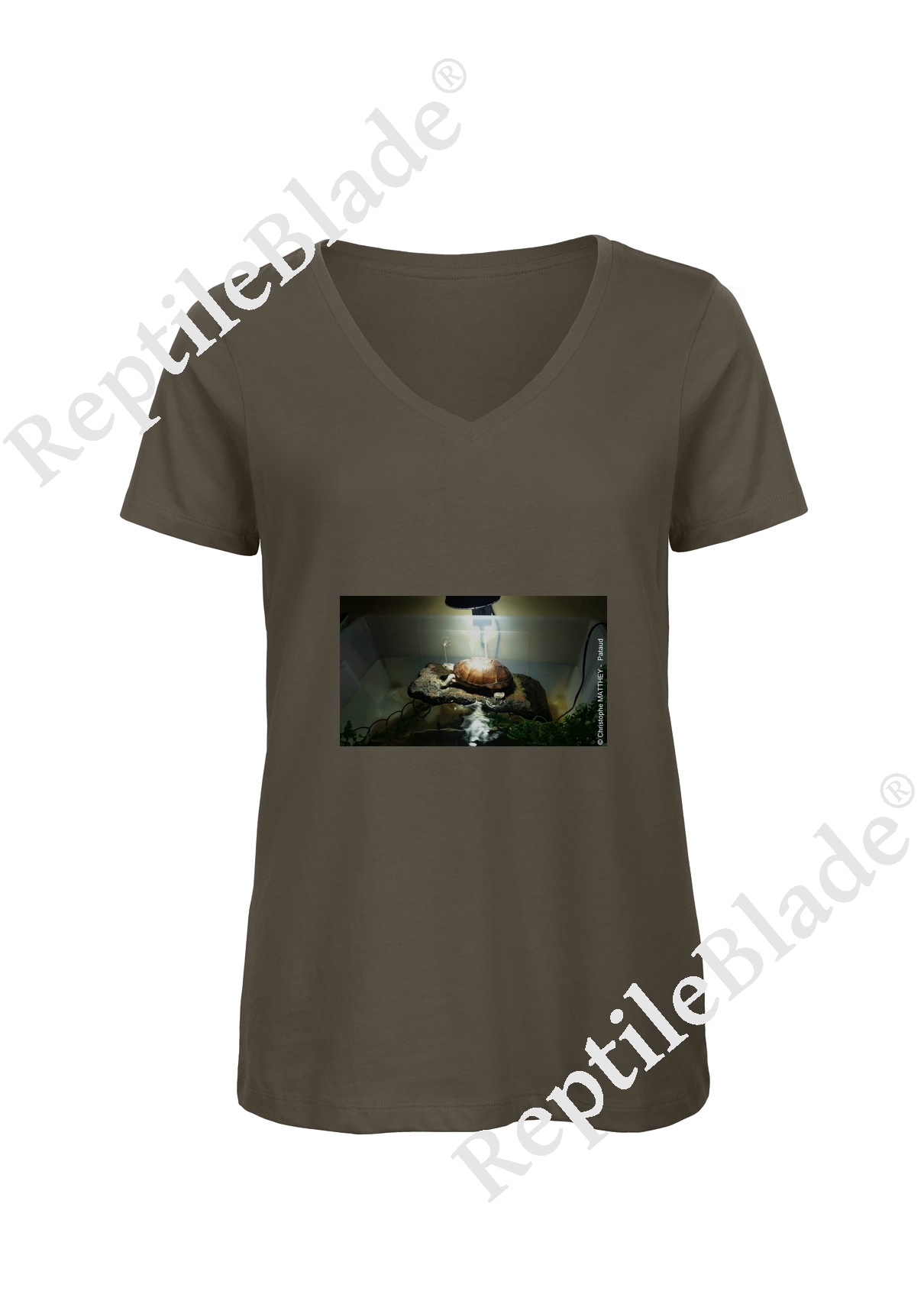 Miniature T-shirt femme col v "Lilo tortues"