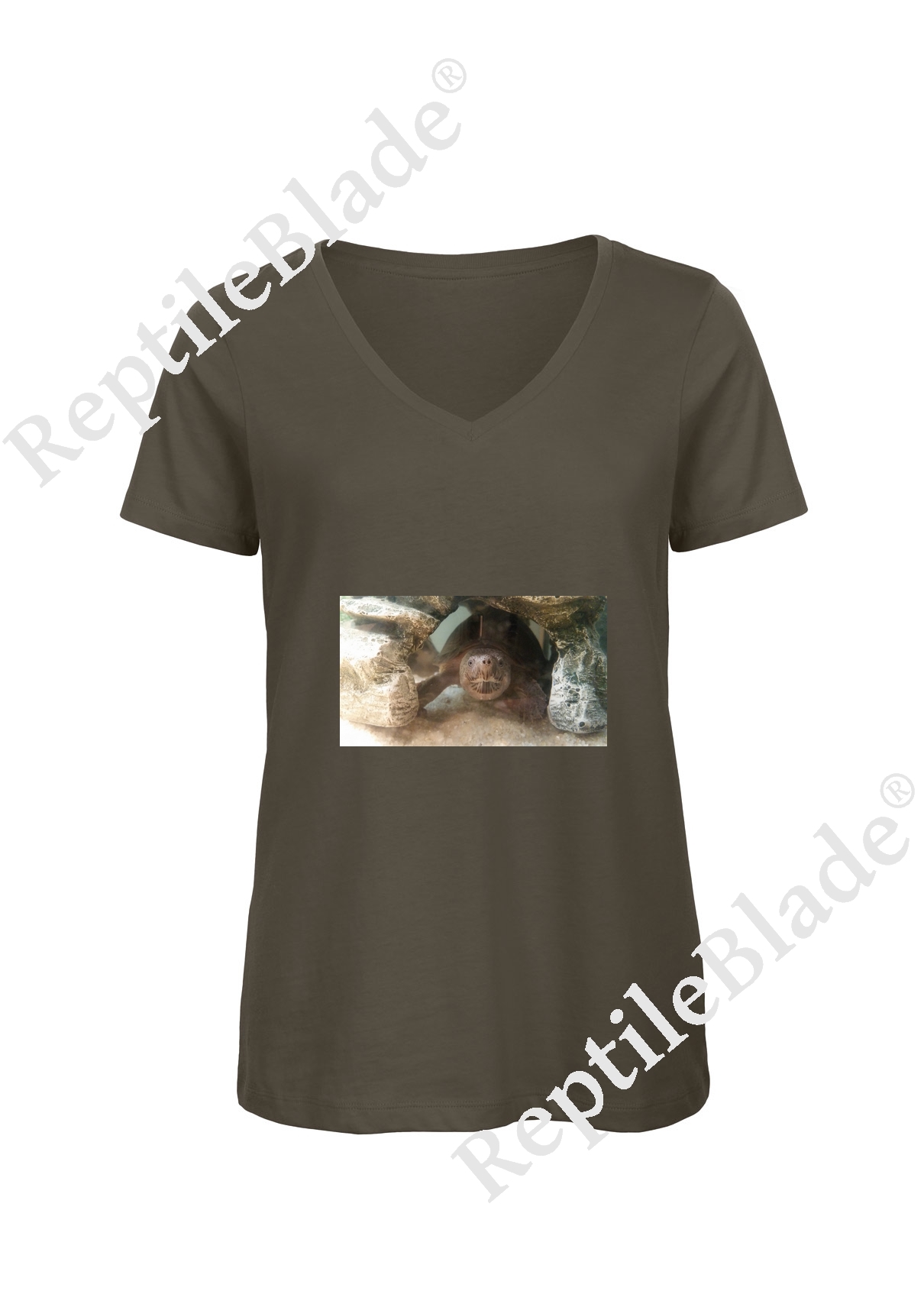 Miniature T-shirt femme col v "Lilo tortues"